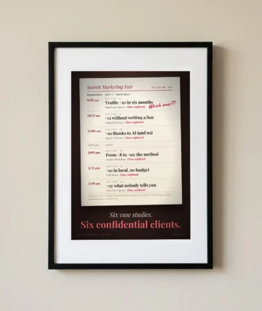 Today’s programme: six case studies, six confidential clients – Posters