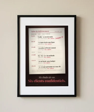Programme du jour : six études de cas, six clients confidentiels – Posters