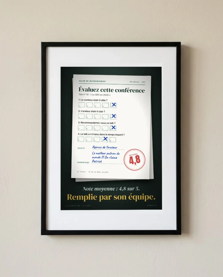 Fiche d’évaluation du talk : 4,8 sur 5 – Posters