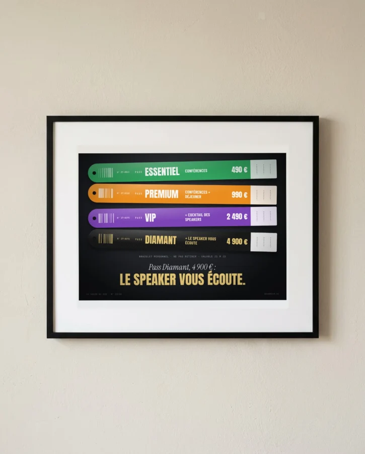 Bracelets d’accès : avec le Pass Diamant, le speaker vous écoute – Posters