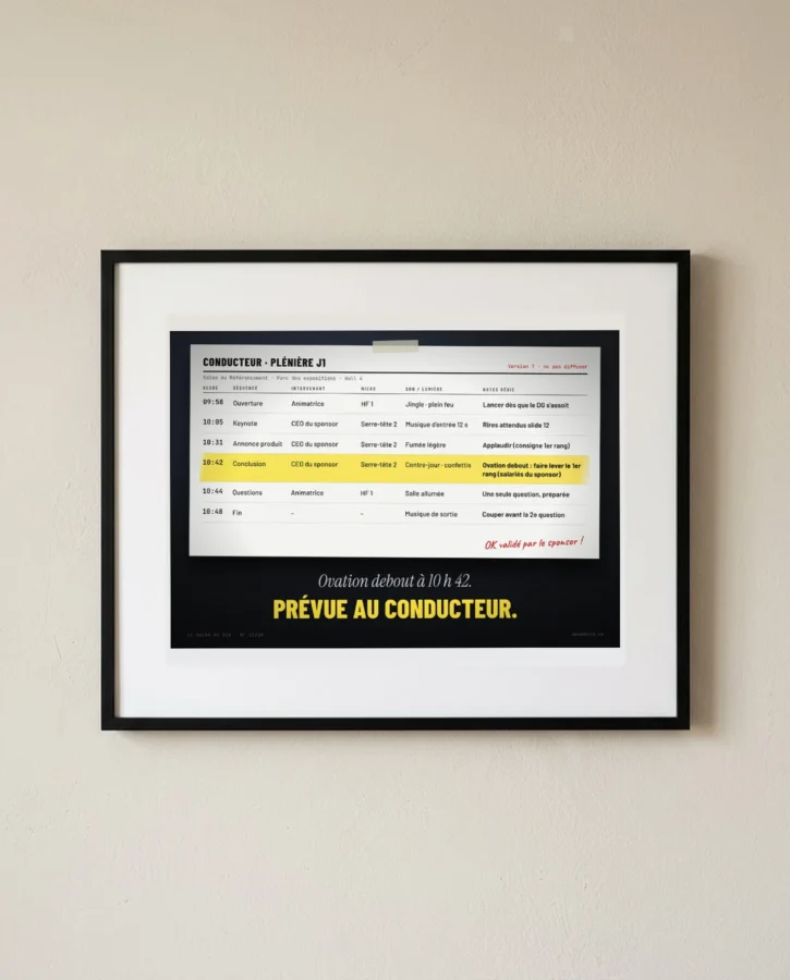 Conducteur de la plénière : ovation prévue à 10 h 42 – Posters