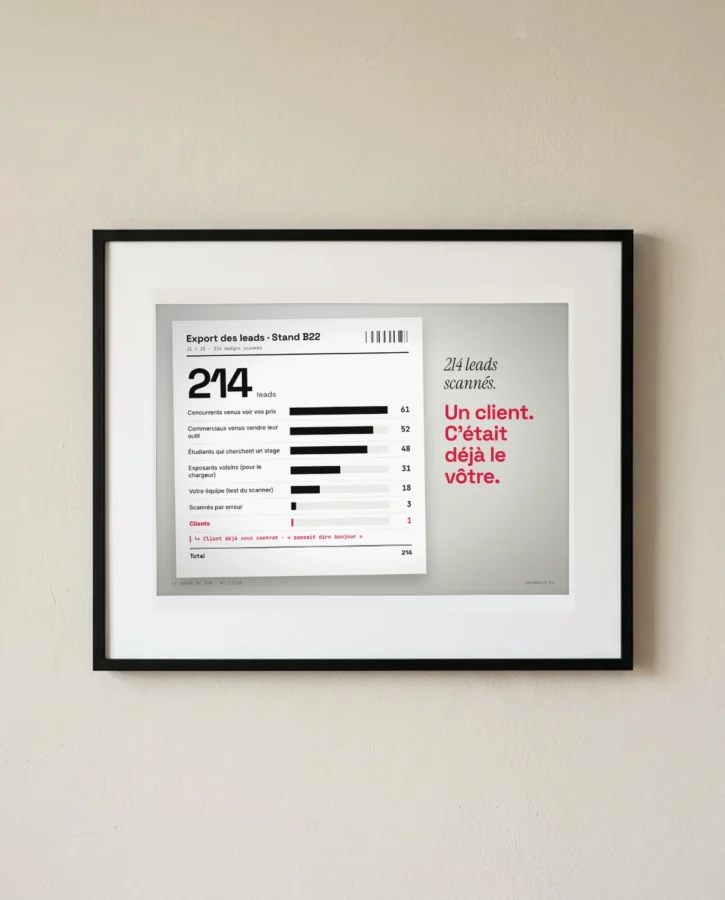 Export des leads du salon : 214 contacts, un client – Posters