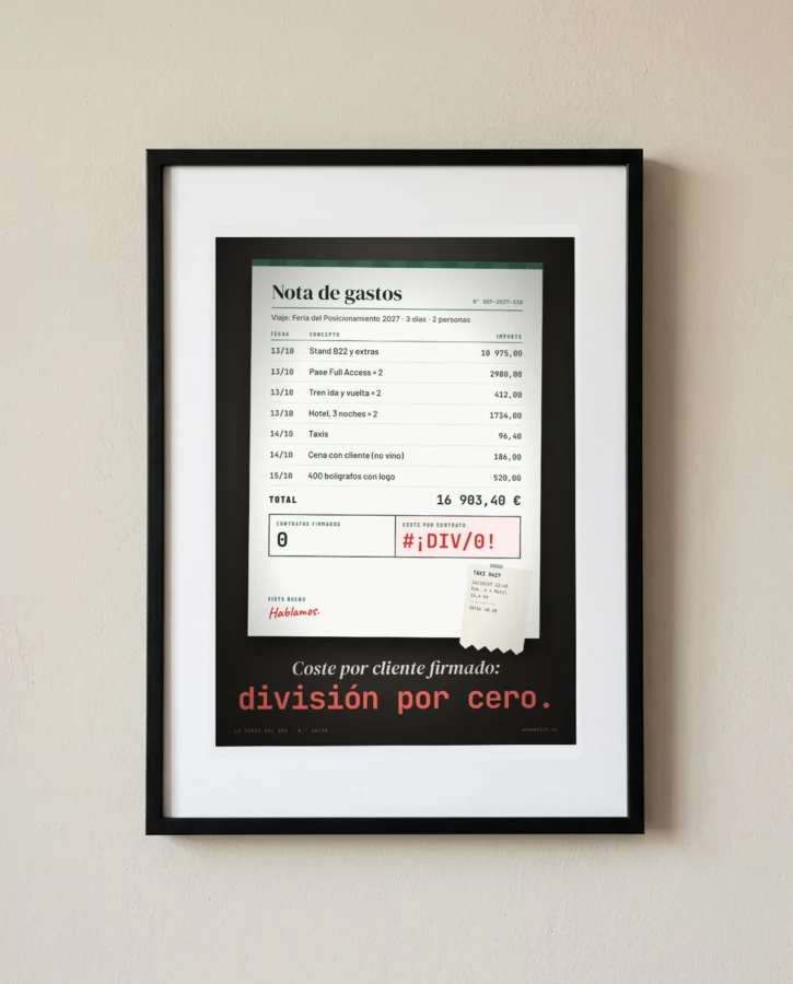 Nota de gastos de la feria: coste por cliente, división por cero – Pósters