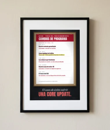Aviso de cambios de programa: el caso de éxito sufrió una core update – Pósters