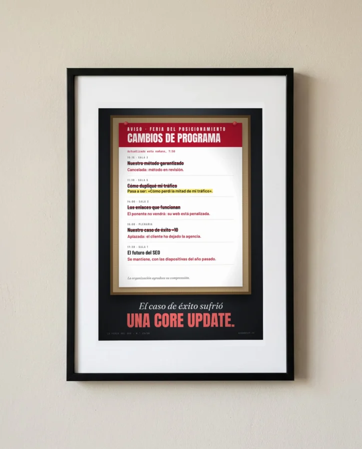 Aviso de cambios de programa: el caso de éxito sufrió una core update – Pósters
