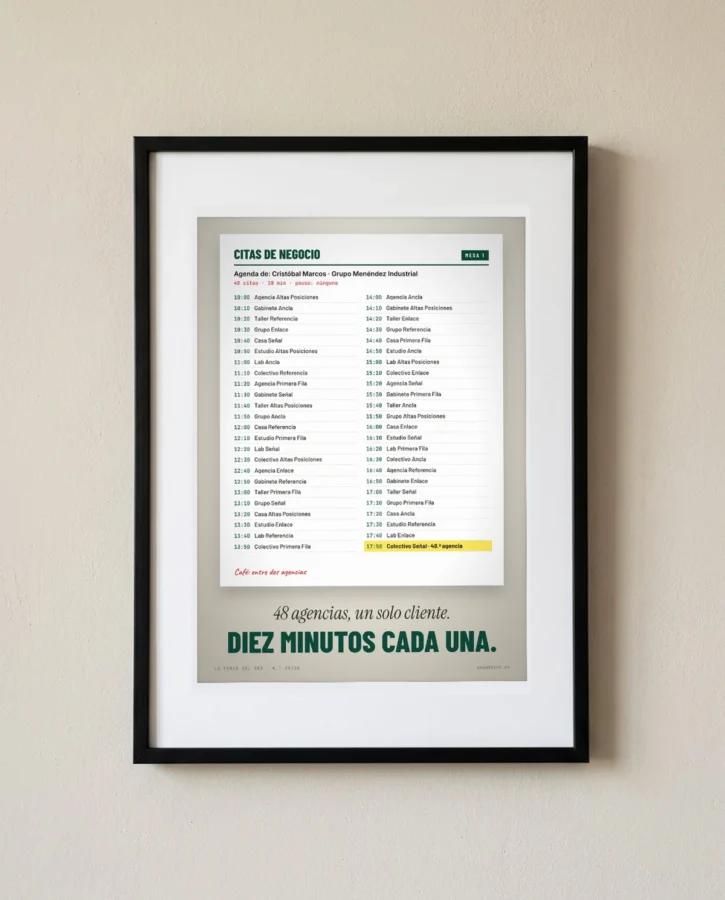 Agenda de citas de negocio: 48 agencias, un cliente – Pósters