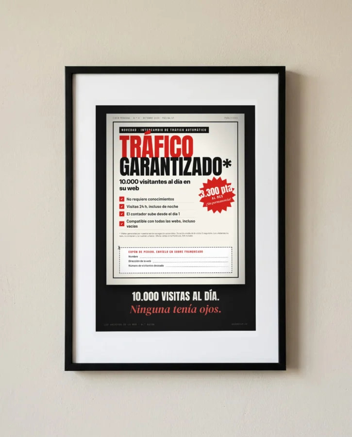Tráfico garantizado, 10.000 visitas al día – Pósters