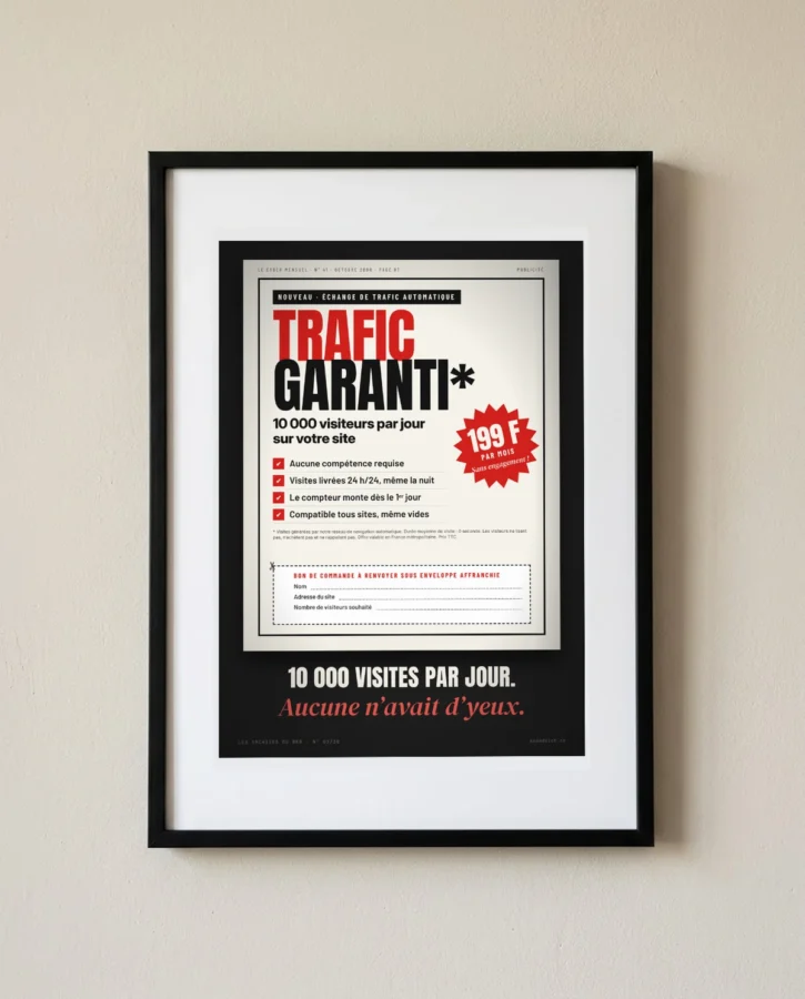 Trafic garanti, 10 000 visites par jour – Posters