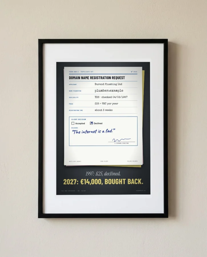 1997 domain name request, declined – Posters