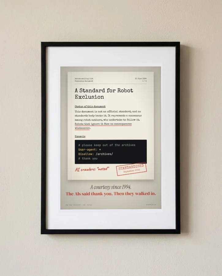The 1994 robots.txt, a mere courtesy – Posters