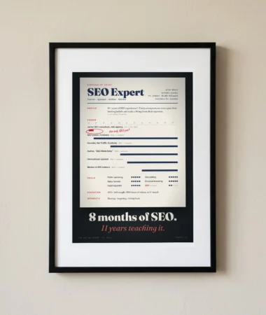 Résumé: 8 months of SEO, 11 years teaching it – Posters