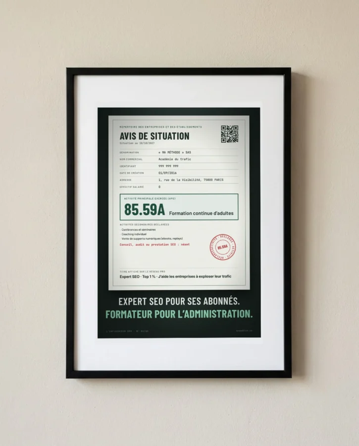 Code APE 85.59A : formation continue d’adultes – Posters