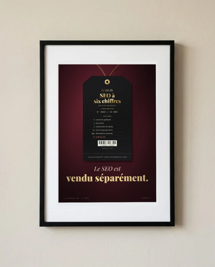 Étiquette du coffret : SEO vendu séparément – Posters