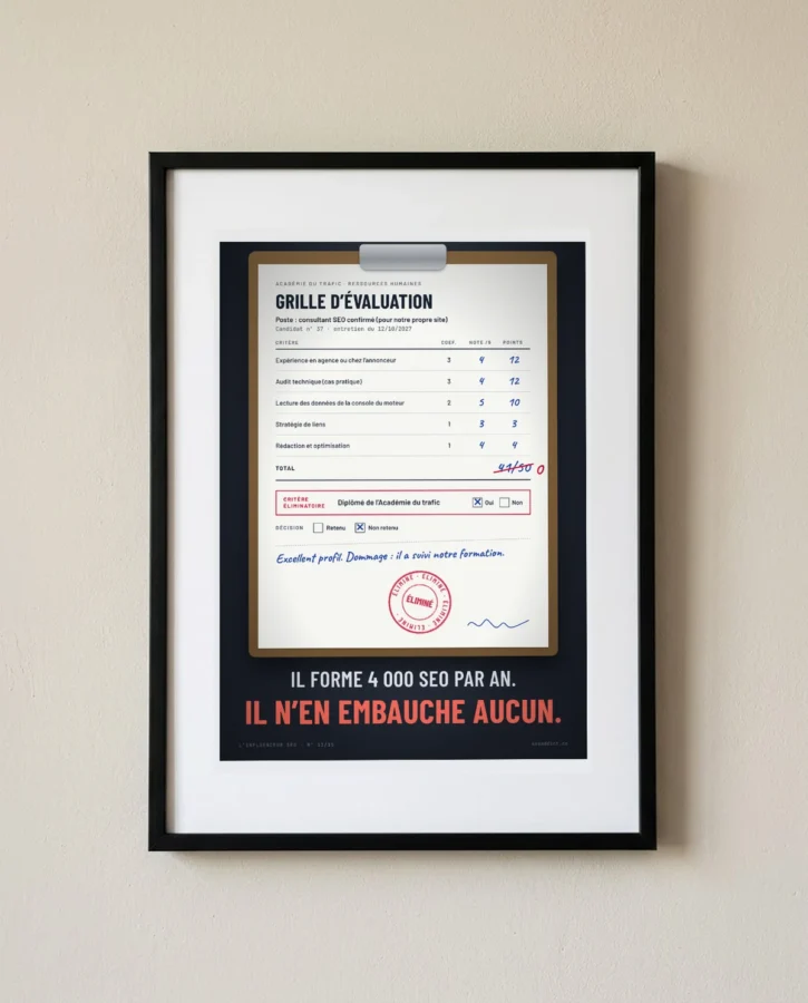 Grille de recrutement : éliminé, il a suivi notre formation – Posters