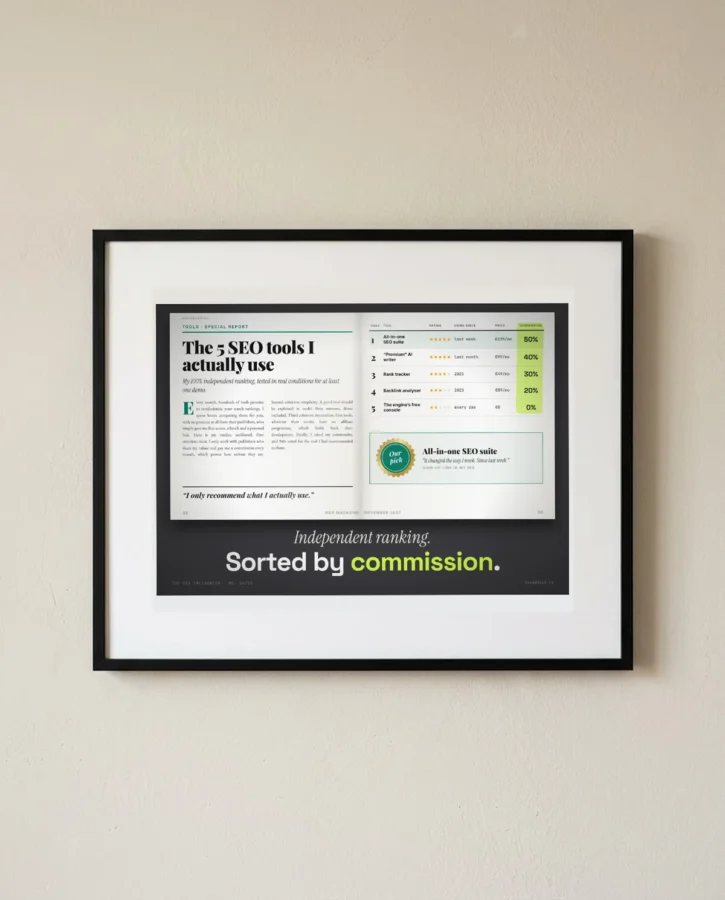 Independent comparison, sorted by commission – Posters