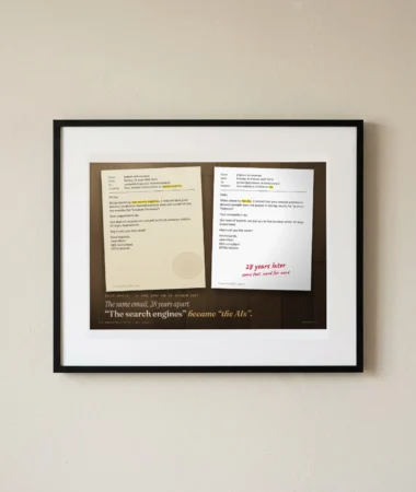 The same sales email, 1999 and 2027 – Posters