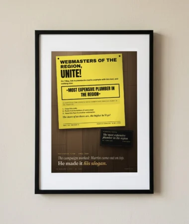 Flyer from 2005, “the most expensive plumber in the region” – Posters