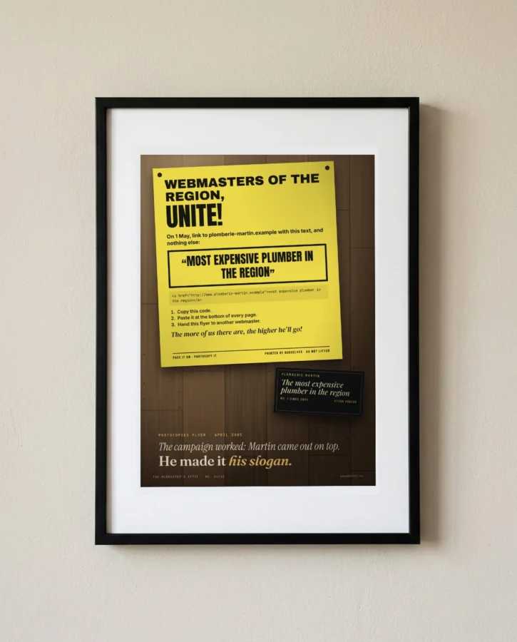 Flyer from 2005, “the most expensive plumber in the region” – Posters