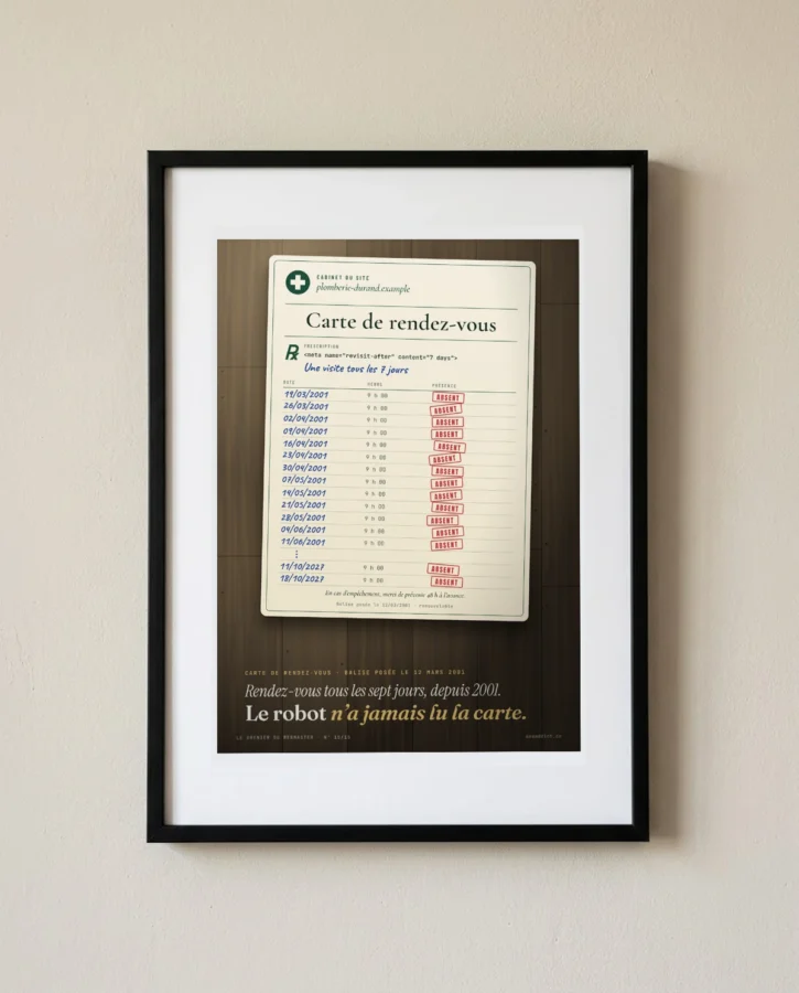 Carte de rendez-vous du robot, tous les 7 jours depuis 2001 – Posters