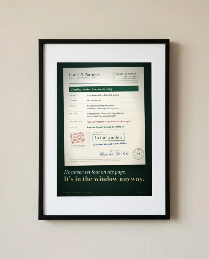Desktop valuation, no viewing – Posters