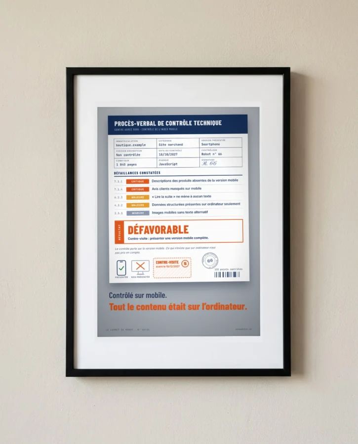 Contrôle technique : version mobile, défavorable – Posters