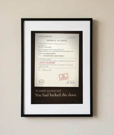Notice to quit the index, not served – Posters