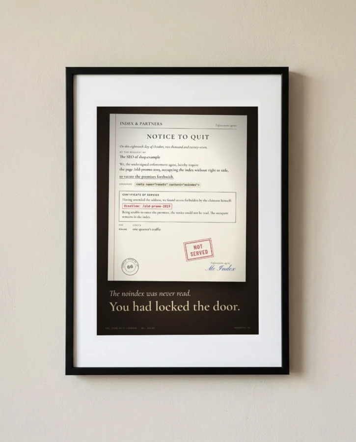 Notice to quit the index, not served – Posters