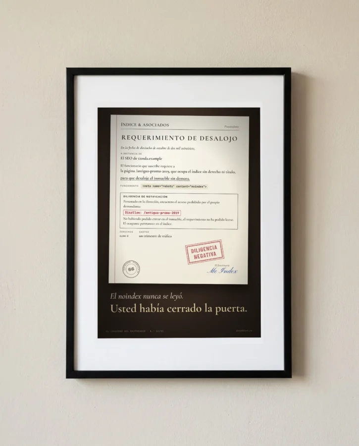 Requerimiento de desalojo del índice, sin notificar – Pósters