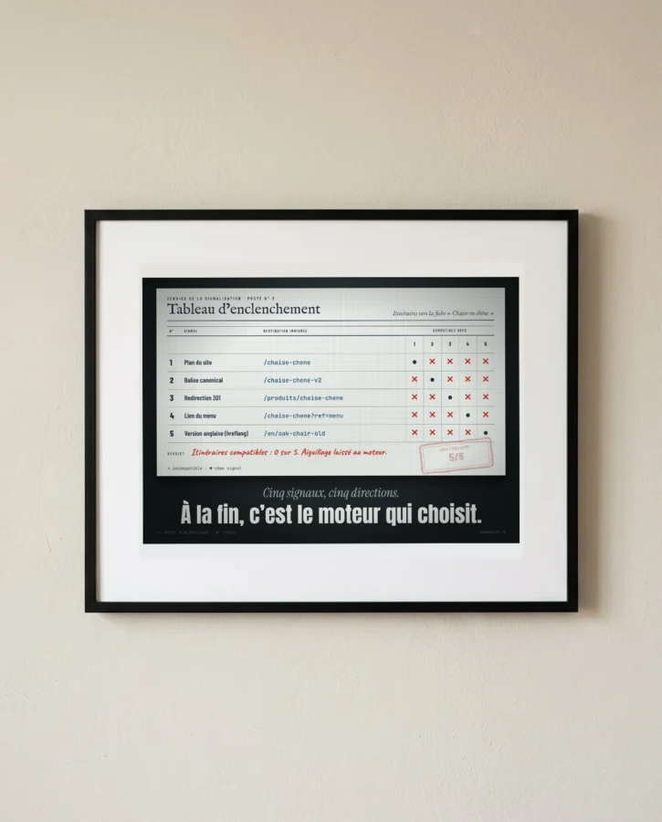 Tableau d’enclenchement : cinq signaux, cinq directions – Posters