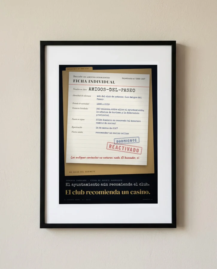 Ficha de agente durmiente, dominio caducado – Pósters
