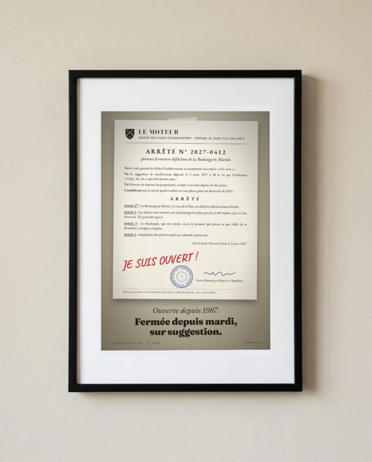 Arrêté de fermeture, sur suggestion – Posters