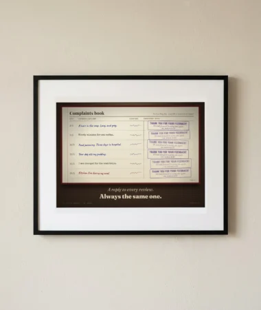 Complaints book, answered with a stamp – Posters