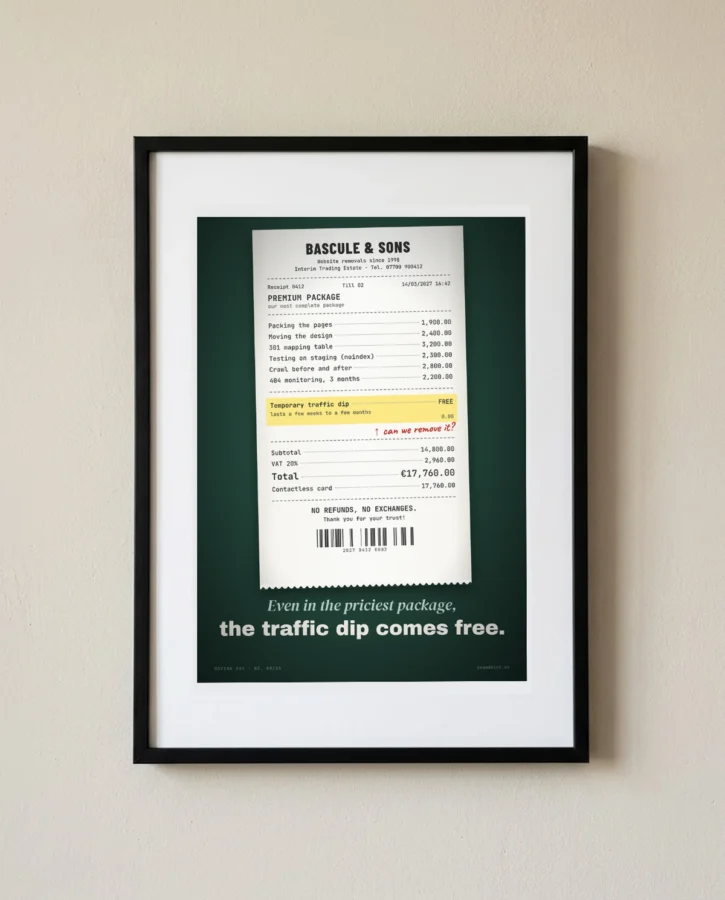 Till receipt, premium package: the traffic dip comes free – Posters