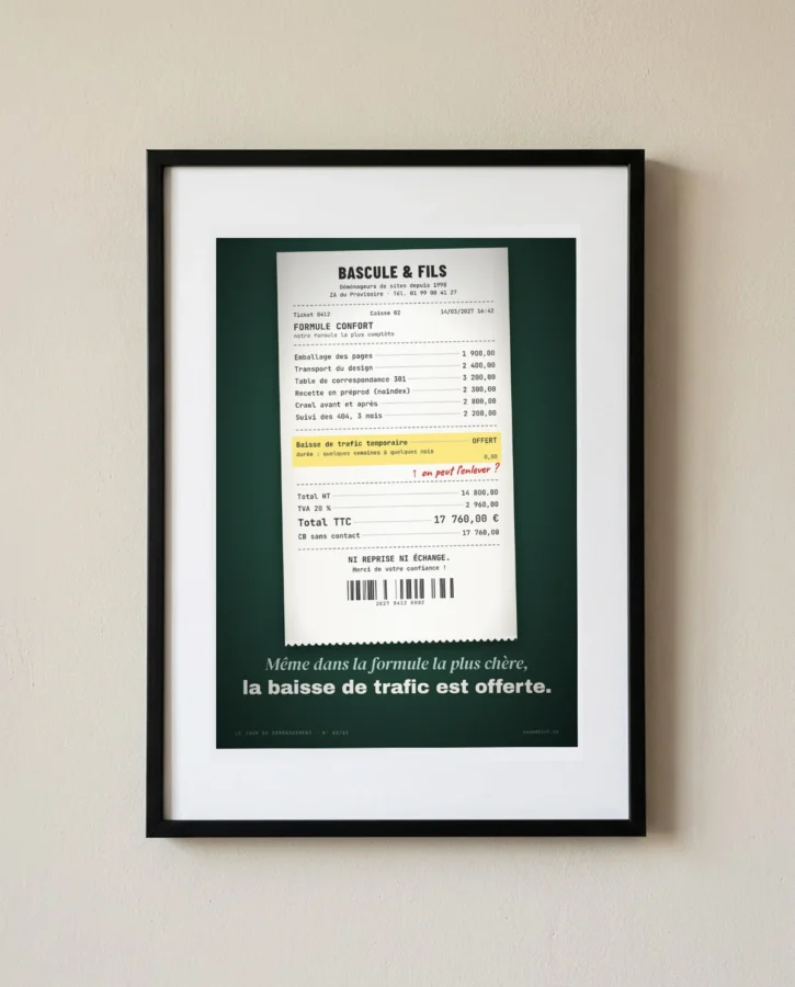 Ticket de caisse, formule Confort : baisse de trafic offerte – Posters