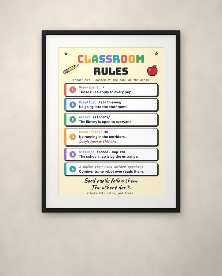 Classroom rules, robots.txt edition – Posters