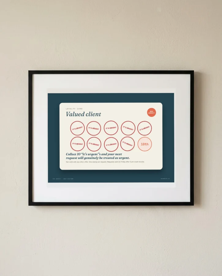 “It’s urgent” loyalty card – Posters