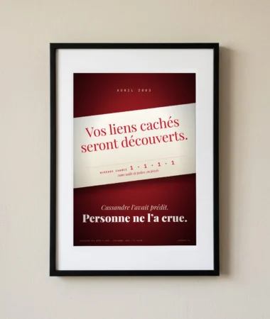 La prophétie de Cassandra, avril 2003 – Posters
