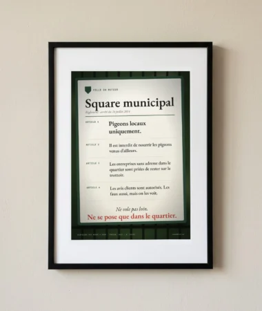 Square municipal, pigeons locaux uniquement – Posters