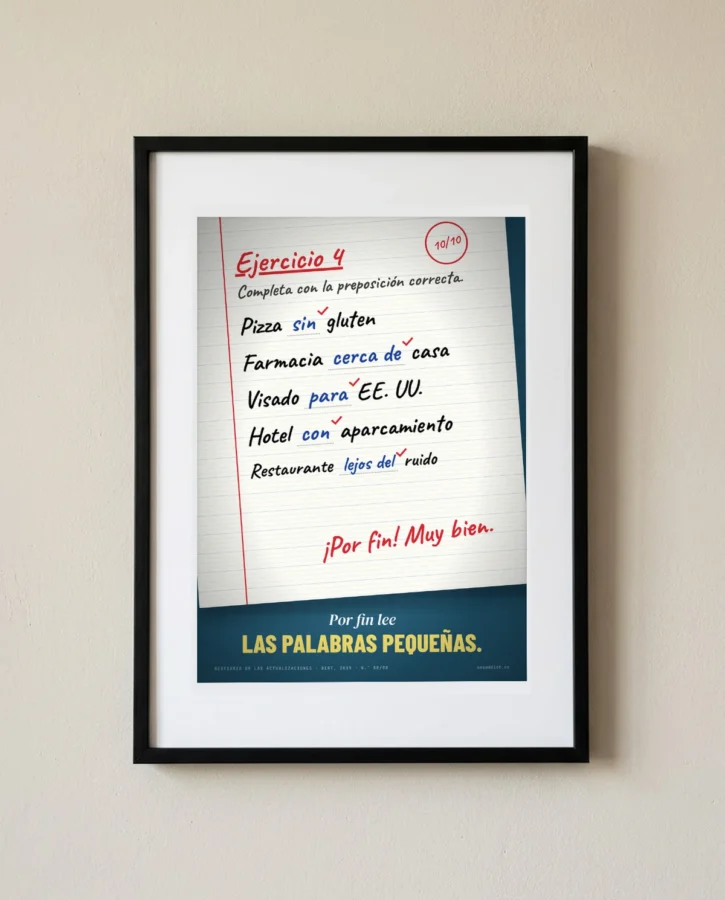 BERT, ejercicio de preposiciones corregido – Pósters