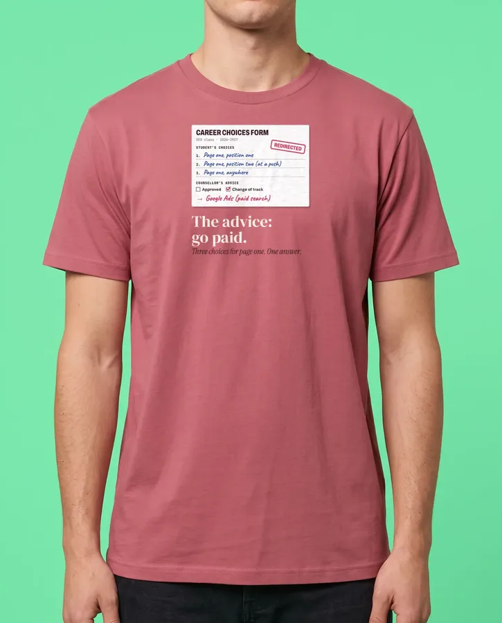 Career choices: page one. Advice: Google Ads – T-shirts