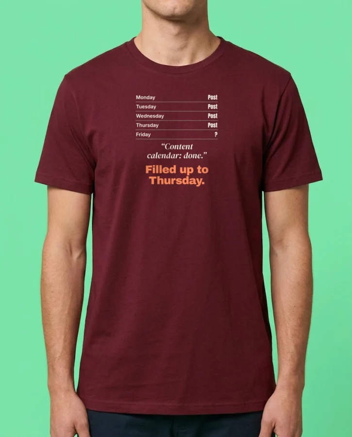 Content calendar – T-shirts