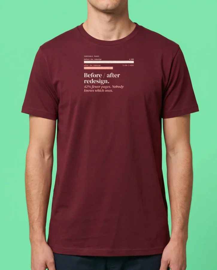 Before / after redesign – T-shirts