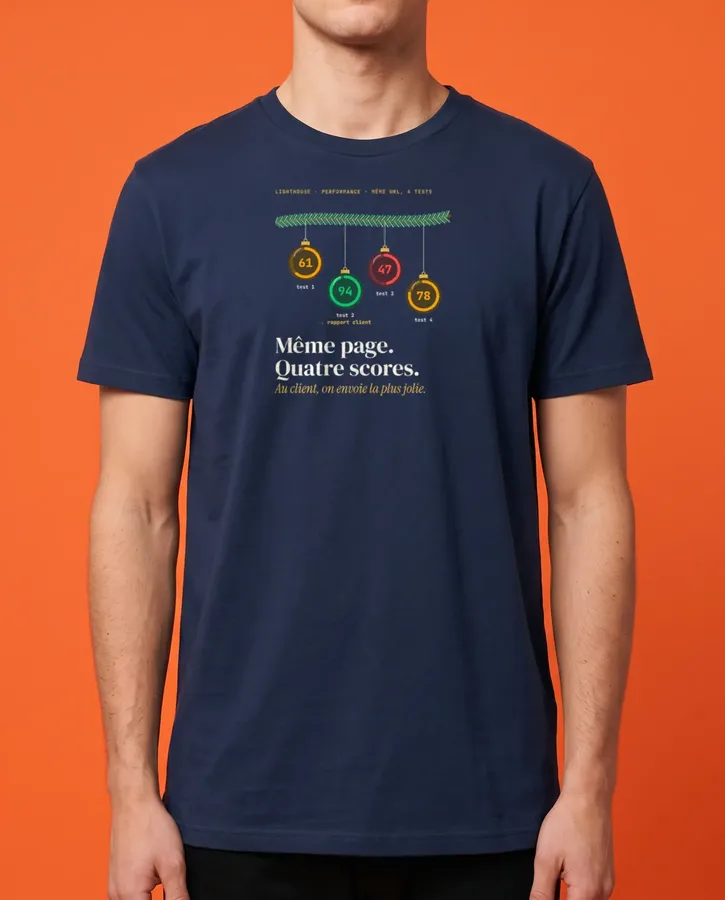 Même page, quatre scores Lighthouse – T-shirts