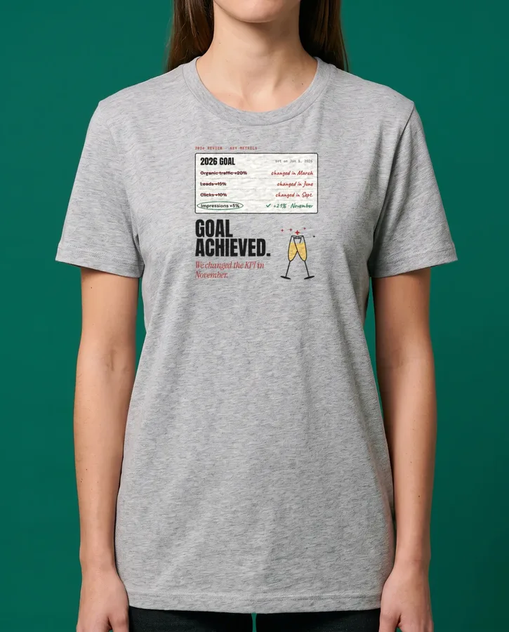 Goal achieved (we changed the KPI in November) – T-shirts