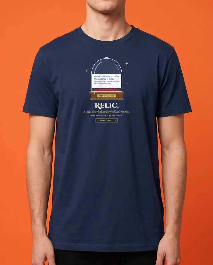 Relic: a meta description shown as written – T-shirts