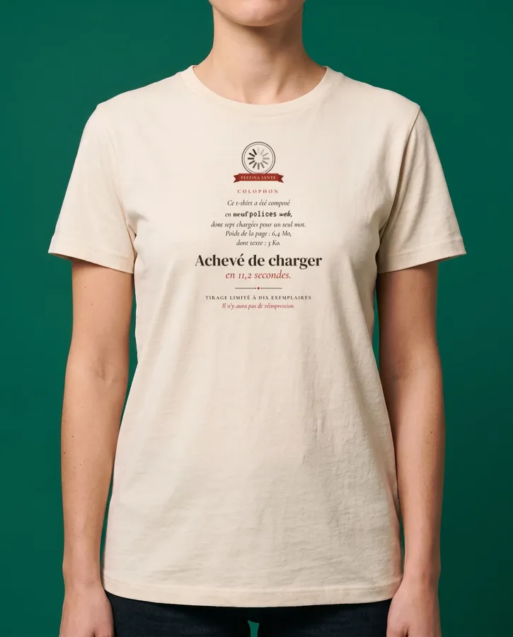 Achevé de charger, le colophon du web – T-shirts