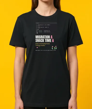 A migration and snack time, in the background – T-shirts