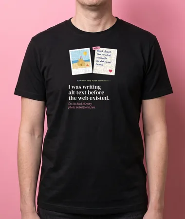 I was writing alt text before the web – T-shirts