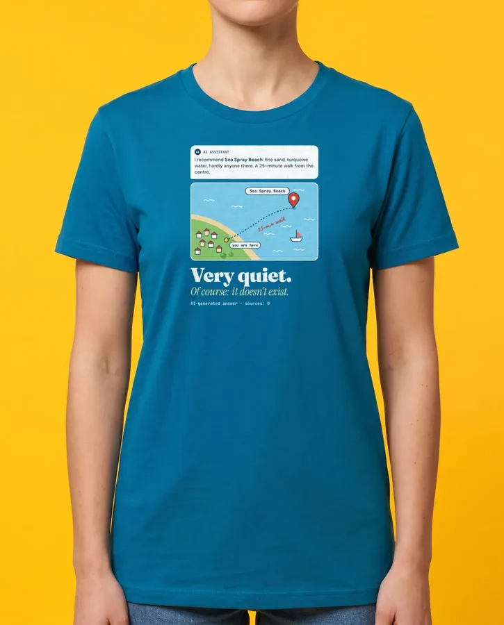 The quiet beach the AI recommended – T-shirts
